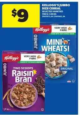 Real Canadian Superstore KELLOGG'S JUMBO SIZE CEREAL, 700 G - 1.05 KG offer