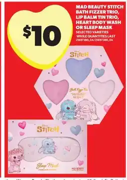 Real Canadian Superstore MAD BEAUTY STITCH BATH FIZZER TRIO, LIP BALM TIN TRIO, HEART BODY WASH OR SLEEP MASK offer