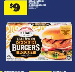 Real Canadian Superstore KEBAB FACTORY TANDOORI CHICKEN BURGERS offer