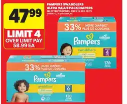 Real Canadian Superstore PAMPERS SWADDLERS ULTRA VALUE PACK DIAPERS, SIZE 2-8, 120-192' S offer