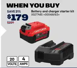 RONA CRAFTSMAN Battery and charger starter kit offer
