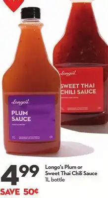 Longo's Plum or Sweet Thai Chili Sauce offer