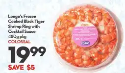 Longo's Frozen Cooked Black Tiger Shrimp Ring with Cocktail Sauce offer