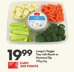 Longo's Veggie Tray with Ranch or Hummus Dip offer
