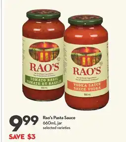 Longo's Rao's Pasta Sauce offer