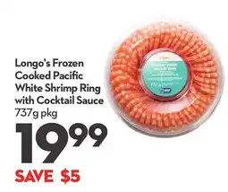 Longo's Frozen Cooked Pacifi c White Shrimp Ring with Cocktail Sauce offer