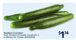 Walmart Seedless cucumbers offer