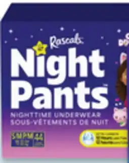 Walmart Rascals Night Pants nighttime underwear 44s offer