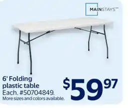 Walmart 6' Folding plastic table offer