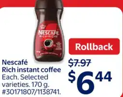 Walmart Nescafé Rich instant coffee offer