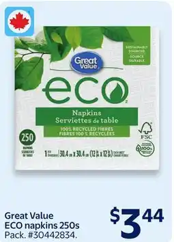 Walmart Great Value ECO napkins 250s offer