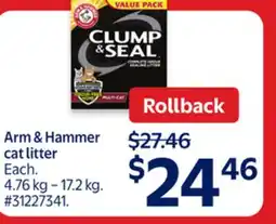 Walmart Arm & Hammer cat litter offer