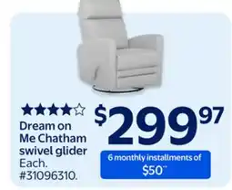 Walmart Dream on Me Chatham swivel glider offer