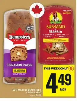 Food Basics SUN-MAID OR DEMPSTER'S RAISIN BREAD offer