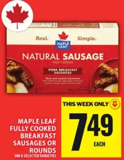 Food Basics MAPLE LEAF FULLY COOKED BREAKFAST SAUSAGES OR ROUNDS offer