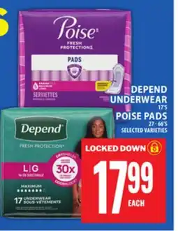 Food Basics DEPEND UNDERWEAR OR POISE PADS offer