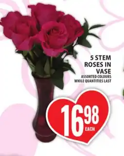 Food Basics 5 STEM ROSES IN VASE offer