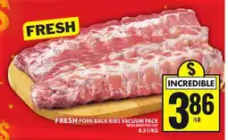 Food Basics FRESH PORK BACK RIBS VACUUM PACK offer