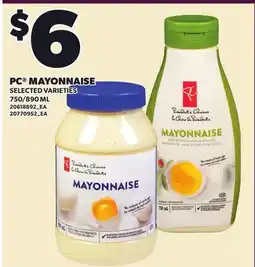 Loblaws PC MAYONNAISE, 750/890 ML offer