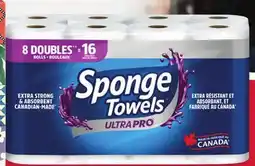 Loblaws SPONGETOWELS ULTRAPRO PAPER TOWEL 8=16 ROLLS offer