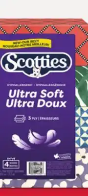 Loblaws SCOTTIES ' ULTRA SOFT FACIAL TISSUE, 4-PACK offer
