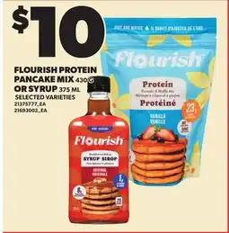 Loblaws FLOURISH PROTEIN PANCAKE MIX, 430 G OR SYRUP, 375 ML offer