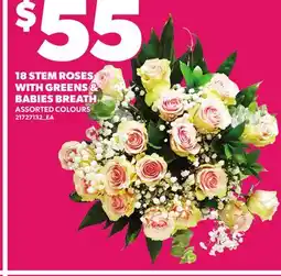 Loblaws 18 STEM ROSES WITH GREENS & BABIES BREATH offer