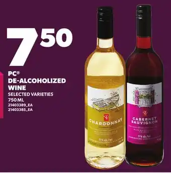 Loblaws PC DE-ALCOHOLIZED WINE offer