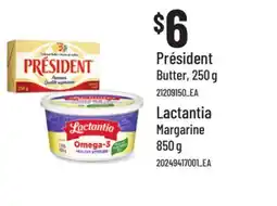 Loblaws PRÉSIDENT BUTTER, 250 G, LACTANTIA MARGARINE, 850 G offer
