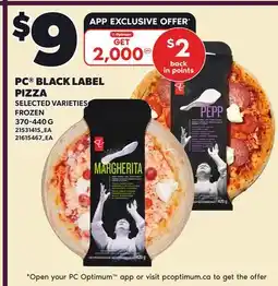 Loblaws PC BLACK LABEL PIZZA offer