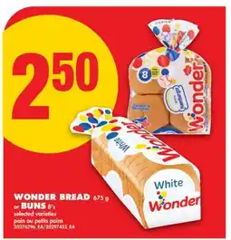 No Frills WONDER BREAD, 675 G OR BUNS, 8's offer