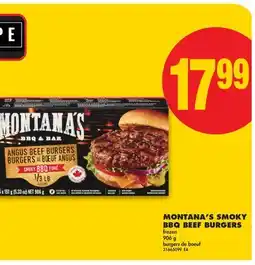 No Frills MONTANA'S SMOKY BBQ BEEF BURGERS offer