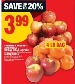 No Frills FARMER'S MARKET AMBROSIA OR ROYAL GALA APPLES OR MANDARINS, 4 LB BAG offer
