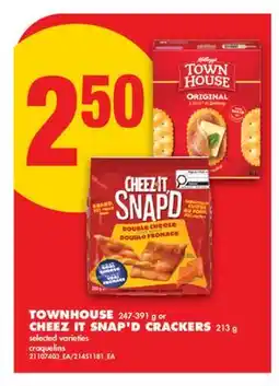 No Frills TOWNHOUSE, 247-391 G OR CHEEZ IT SNAP'D CRACKERS, 213 G offer