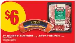 No Frills PC SPLENDIDO CHARCUTERIE, 100 G OR ZIGGY'S KOLBASSA, 375 G offer