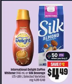 FreshCo International Delight Coffee Whitener 946 ml or Silk Beverage 1.75-189 L Selected Varieties offer