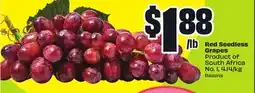 FreshCo Red Seedless Grapes Product of South Africa No.l, 4.14/kg Raisins offer