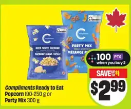 FreshCo Compliments Ready to Eat Popcorn 190-250 g or Party Mix 300 g offer