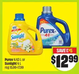 FreshCo Purex 4.43 L or Sunlight 4 L offer