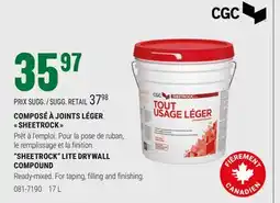 BMR COMPOSÉ À JOINTS LÉGER  SHEETROCK  offer