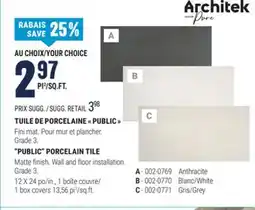 BMR TUILE DE PORCELAINE  PUBLIC  offer