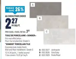 BMR TUILE DE PORCELAINE  SONDER  offer
