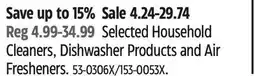 Canadian Tire Selected Household Cleaners, Dishwasher Products and Air Fresheners offer
