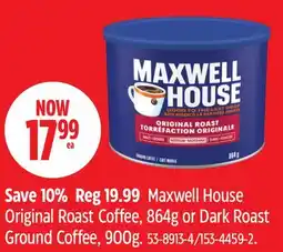 Canadian Tire Original Roast Coffee, 864g or Dark Roast Ground Coffee, 900g offer