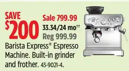 Canadian Tire Barista Express Espresso Machine offer