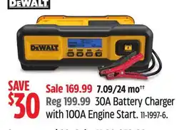 Canadian Tire 30A Battery Charger with 100A Engine Start Dewalt offer