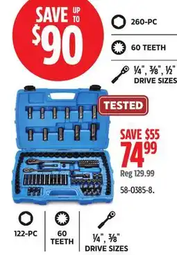 Canadian Tire Mastercraft Socket Set, 122-pc, SAE/Metric, CRV, Black Steel Finish offer
