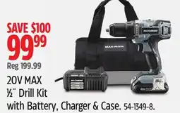 Canadian Tire MAXIMUM 20V MAX 1/2 Drill Kit with Battery, Charger & Case offer