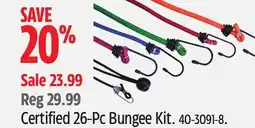 Canadian Tire Certified 26-Pc Bungee Kit offer