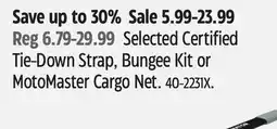 Canadian Tire Selected Certified Tie-Down Strap, Bungee Kit or MotoMaster Cargo Net offer